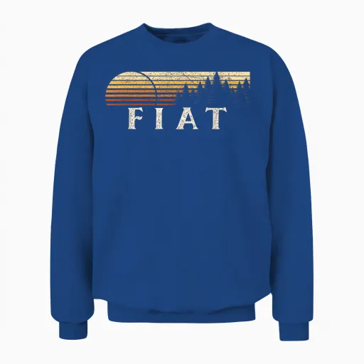 Fiat, Ks Vintage Evergreen Sunset 80s Retro Unisex Sweatshirt in Royal