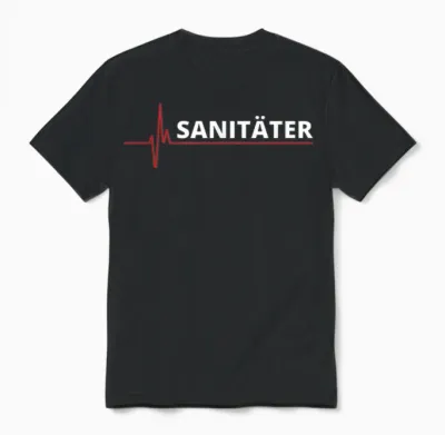 Sanitäter Ekg Herzschlag Herzlinie Cooles Sanitäter Unisex T-Shirt - Black