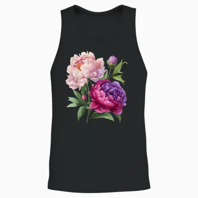 Pfingstrosen Blumen Aquarell Lavendel Lila Pfingstrosen Rosa Pfingstrose Unisex Tank Top - Black