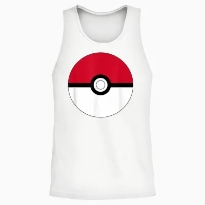 Pokémon Poké Ball Vintage Classic Red & White Logo Unisex Tank Top - White