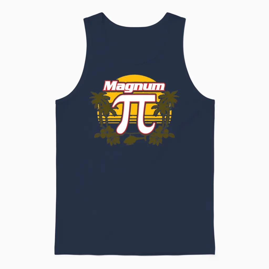 Magnum Pi Funny Unisex Tank Top in Navy