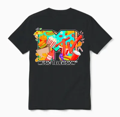 Mademark X Mtv - Music Television - Fast Food Lovers Unisex T-Shirt - Black