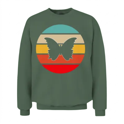 Butterfly Retro Unisex Sweatshirt - Military Green