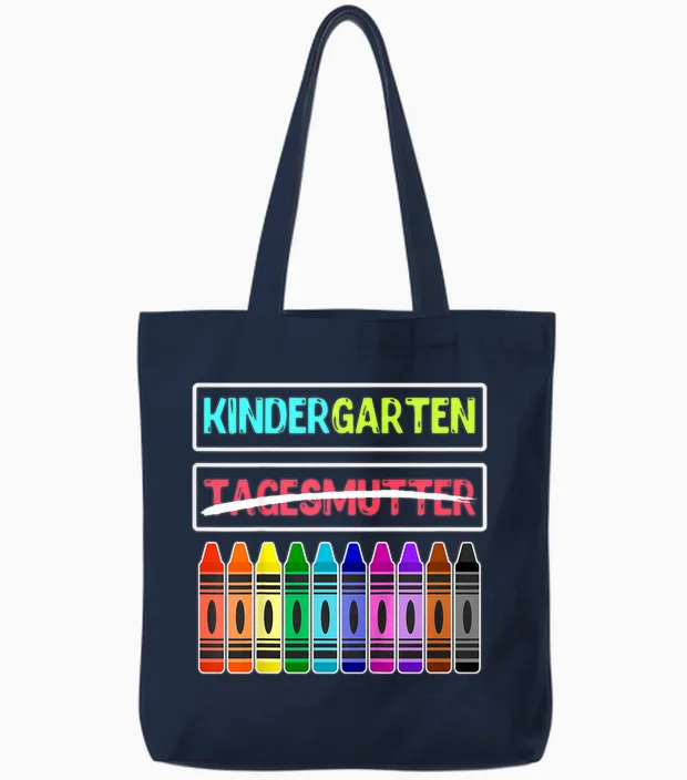 Hallo Kindergarten Tschüss Tagesmutter Kindergartenkind Tote Bags in Navy