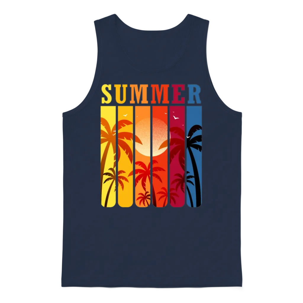 Retro Summer Unisex Tank Top - Navy