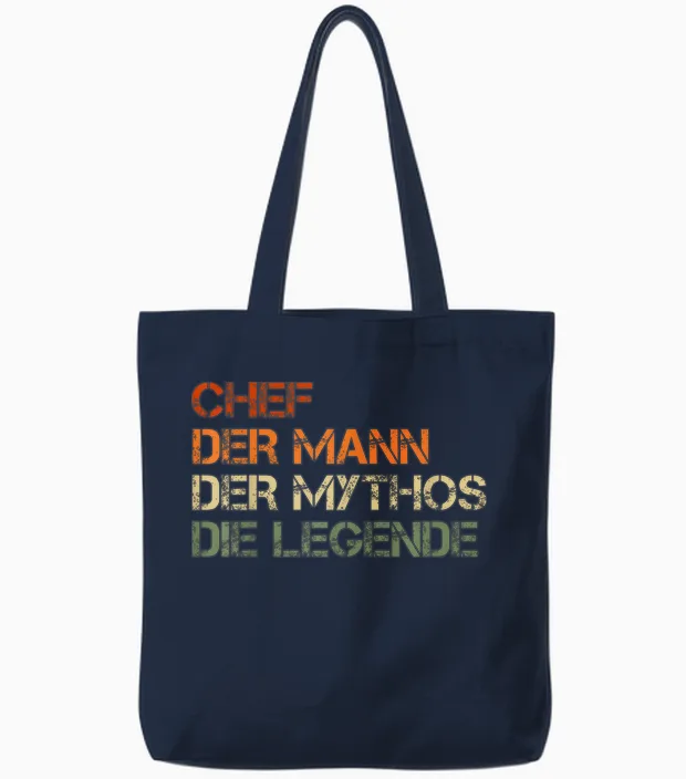Chef - Der Mann, Der Mythos, Die Legende Tote Bags in Navy