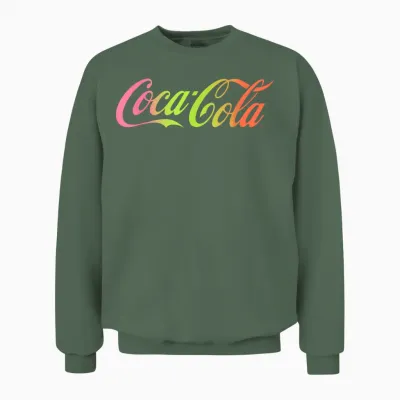 Coca Cola Logo Rainbow Gradient T-Shirt, Black, S Unisex Sweatshirt - Military Green