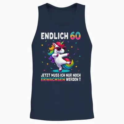 60th Birthday Gifts Woman Man Party Outfit Unicorn T-Shirt, Black Unisex Tank Top - Navy