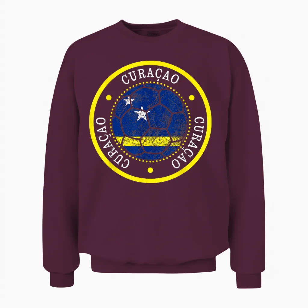 Curacao Fußball, Curacao, Flagge Von Curacao, Curacao-Flagge. Unisex Sweatshirt in Maroon