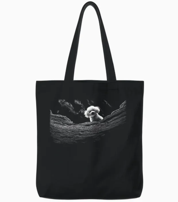 Silence of the Lamb Dog a Little Lamb in the Killer Silence Tote Bags in Black
