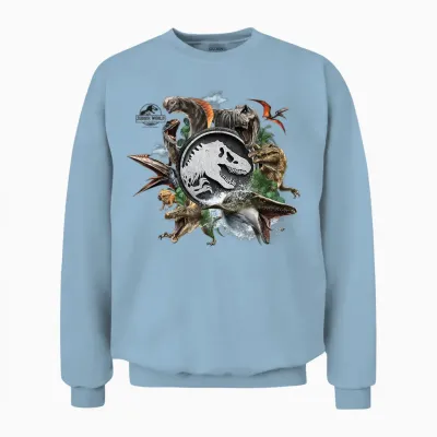 Jurassic World Rebirth Circle Logo Dinosaurs Unisex Sweatshirt - Light Blue