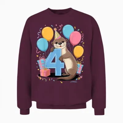 Otter 4. Geburtstag Junge Mädchen 4 Jahre Vierte Vier Otter Unisex Sweatshirt - Maroon
