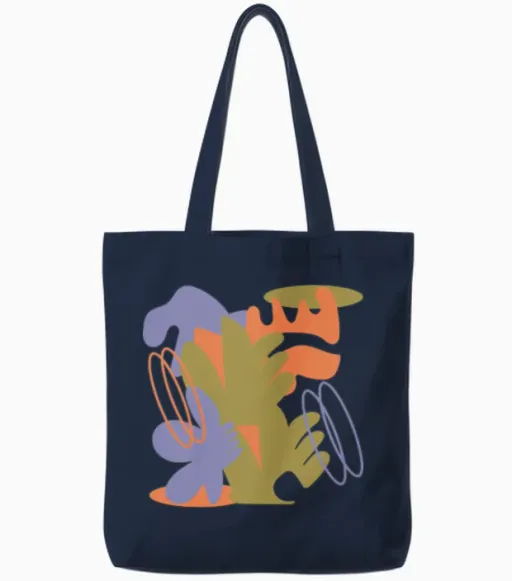 Abstract Botanical Collage Floral & Tote Bags in Navy