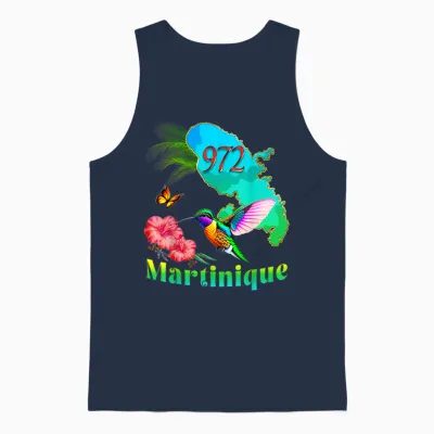 Martinique 972 Hummingbird Hibiscus Coconut Tree Men's Women's Child T-Shirt, Black, S Unisex Tank Top - Navy