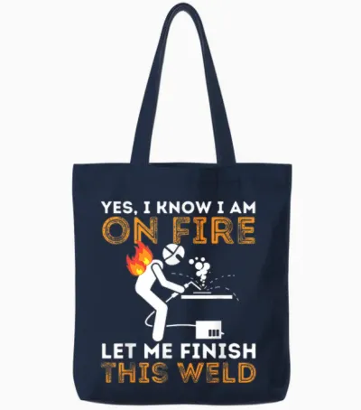 Yes I Know I Am on Fire - Metal Worker Welder & Welding T-Shirt Small Tote Bags - Navy