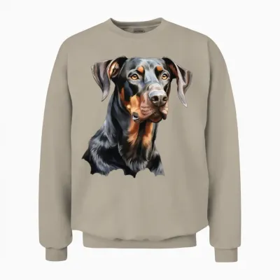 Doberman Illustration Unisex Sweatshirt - Sand
