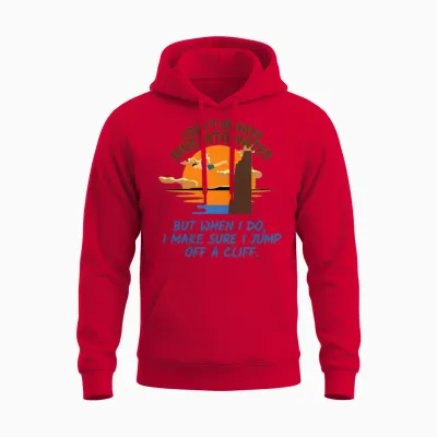 Cliff Jumping Meme Saying Unisex Hoodie - Red