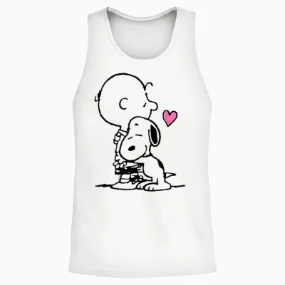 Snoopy Charlie Hug Unisex Tank Top - White