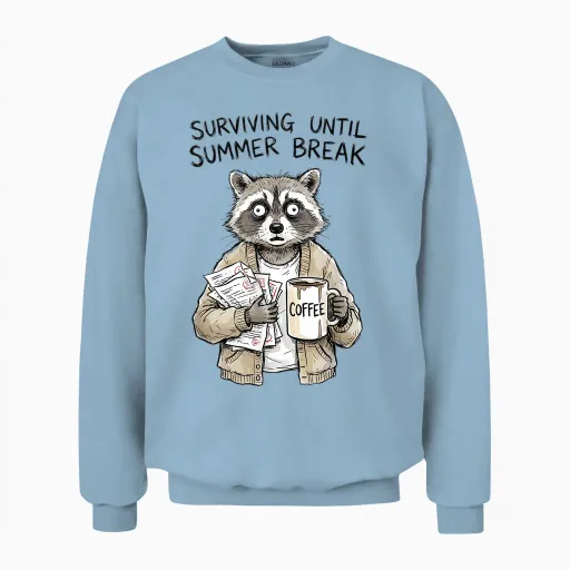 Professeure Amusante De Surviving Until Summer Break Raccoon Unisex Sweatshirt - Light Blue