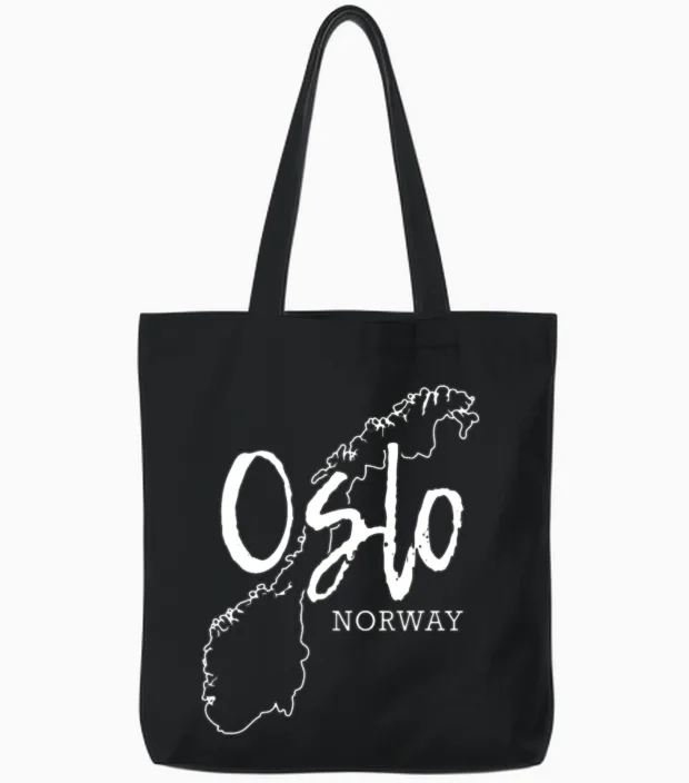 Oslo, Norway, Gift, Gift Idea Tote Bags in Black