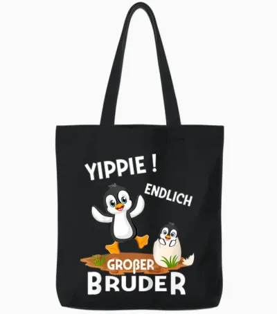 Kinder Endlich Großer Bruder Sohn Geschwister Pinguin Tote Bags - Black