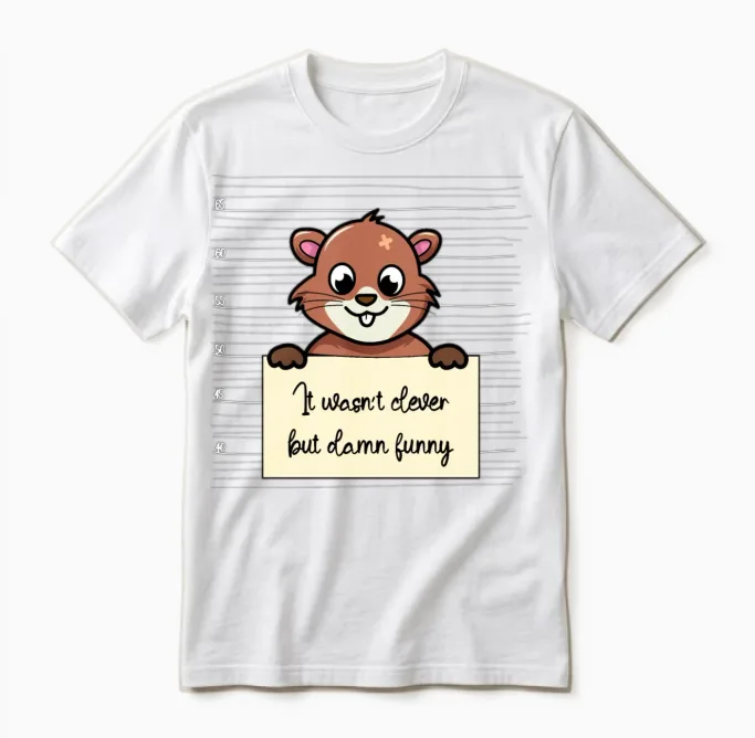 Beaver Was Not Clever but Funny Unisex T-Shirt in White