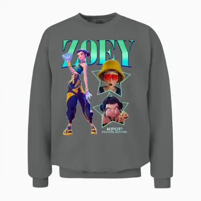 Kpop Demon Hunters Halloween Zoey Showcase Y2k Style Unisex Sweatshirt - Graphite Heather