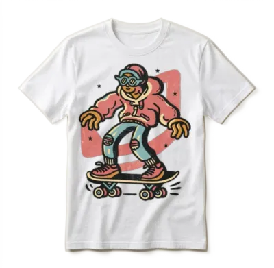 Funny Skater Retro Unisex T-Shirt - White