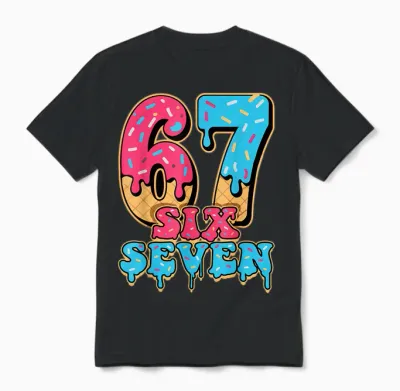 Baseball Drip Number 67 Player or 67th Birthday Unisex T-Shirt - Black