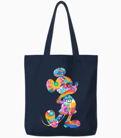 Disney Mickey Mouse Pride Pose Rainbow Icon Fill Doodles Tote Bags - Navy