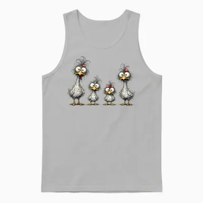 Eagerlys Bunte Lustige Hühner-Kunst, Verrückte Hühnerfamilie Unisex Tank Top - Ash