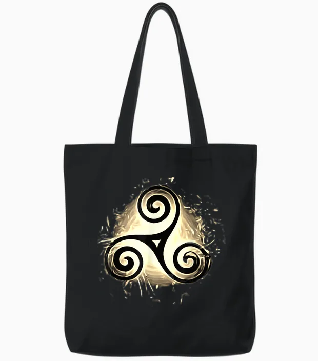 Triskel Triquetra Rune Celtic Protective T-Shirt, Black, S Tote Bags in Black