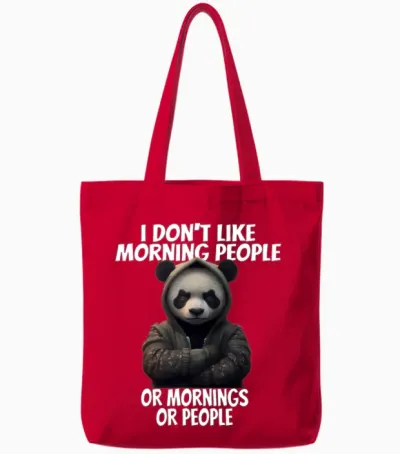 Funny Design for I Don't Like Morning People Tote Bags - Red