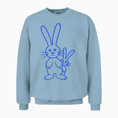 2 Rabbit Child Hides Father Two Toddler Mother Fun Unisex Sweatshirt - Light Blue