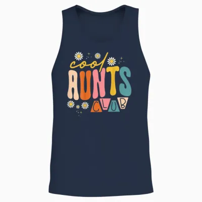 Groovy Retro Hippie 60s 70s Rückendruck Cool Aunts Club Unisex Tank Top - Navy