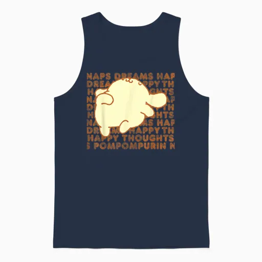 Pompompurin Happy Thoughts Nap Time T-Shirt Small Unisex Tank Top in Navy