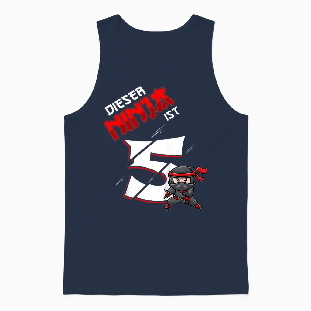 Fünfter Geburtstag Junge 5 Jahre Alt Fünfjähriger Ninja Unisex Tank Top in Navy