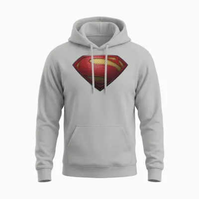 Superman Man of Steel Shield T-Shirt, Black Unisex Hoodie - Ash