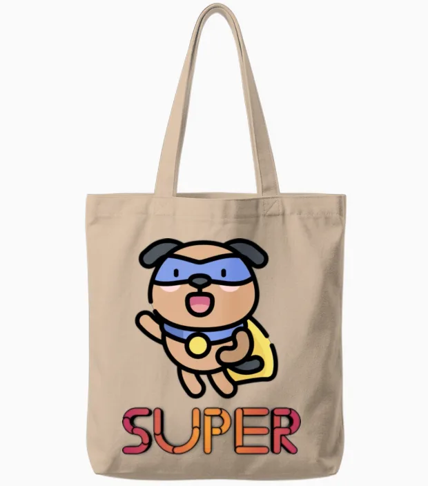 Super Dog Lovers Tote Bags in Natural