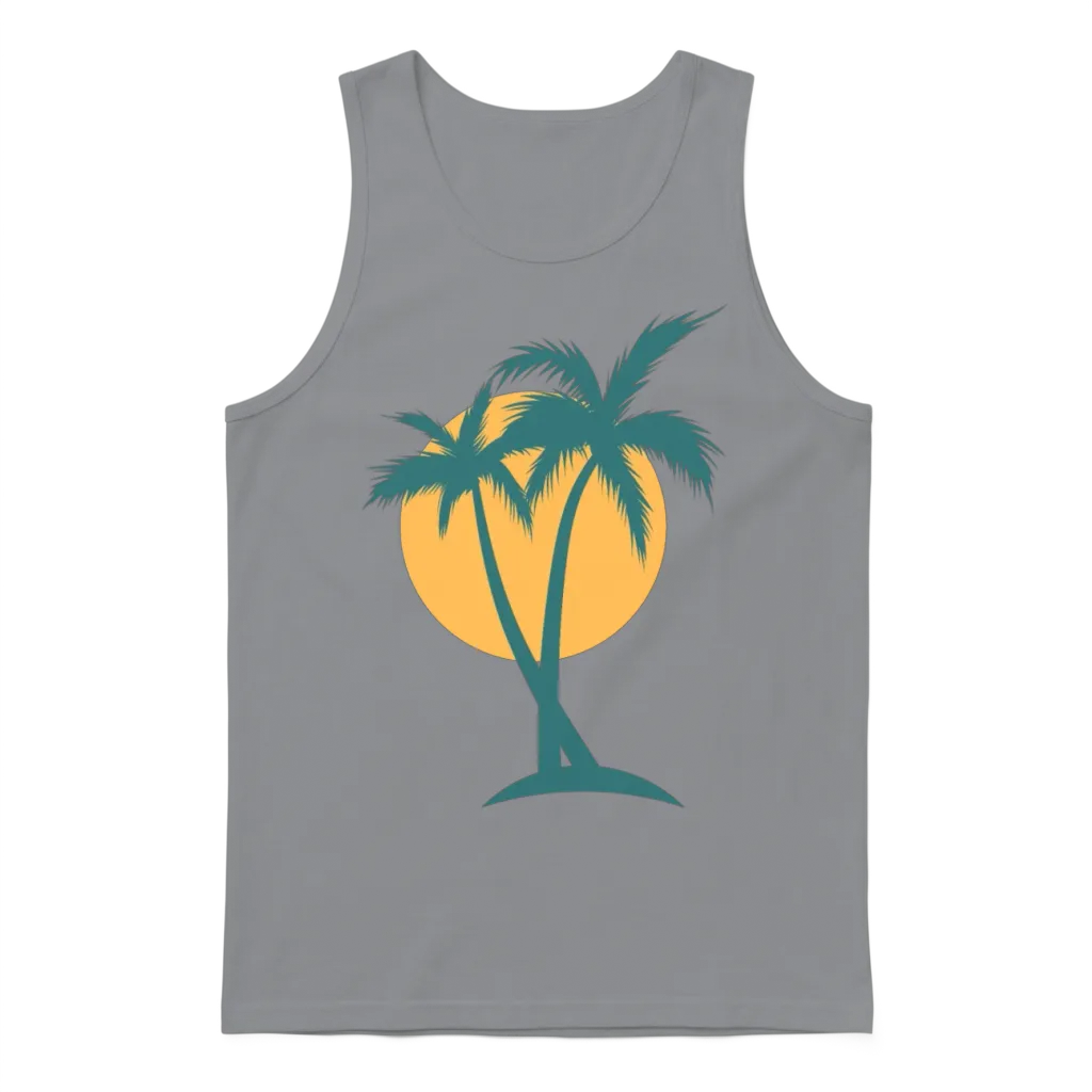 Retro Sunset Palm Tree โ Summer & Beach Gift Unisex Tank Top - Sport Grey