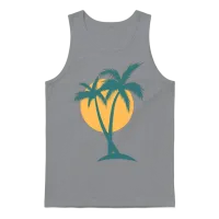 Retro Sunset Palm Tree — Summer & Beach Gift Unisex Tank Top - Sport Grey – 1