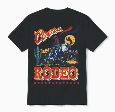 Vintage Rindsleder Reiten Coors Cowboys Western Country Rodeo Unisex T-Shirt - Black