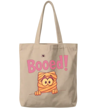 Cute Mummy Halloween Comic Design Tote Bags - Natural