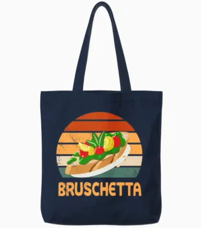 Retro Bruschetta Design Tote Bags - Navy
