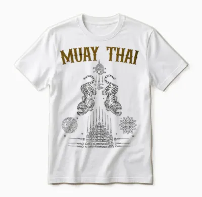Tattoo Muay Thai Buddha Kickboxing Cultural Asian Sak Yant T-Shirt, Black, S Unisex T-Shirt - White