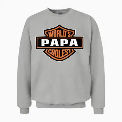 Mens World's Coolest Papa Best Dad in the World Father's Day Unisex Sweatshirt - Ash
