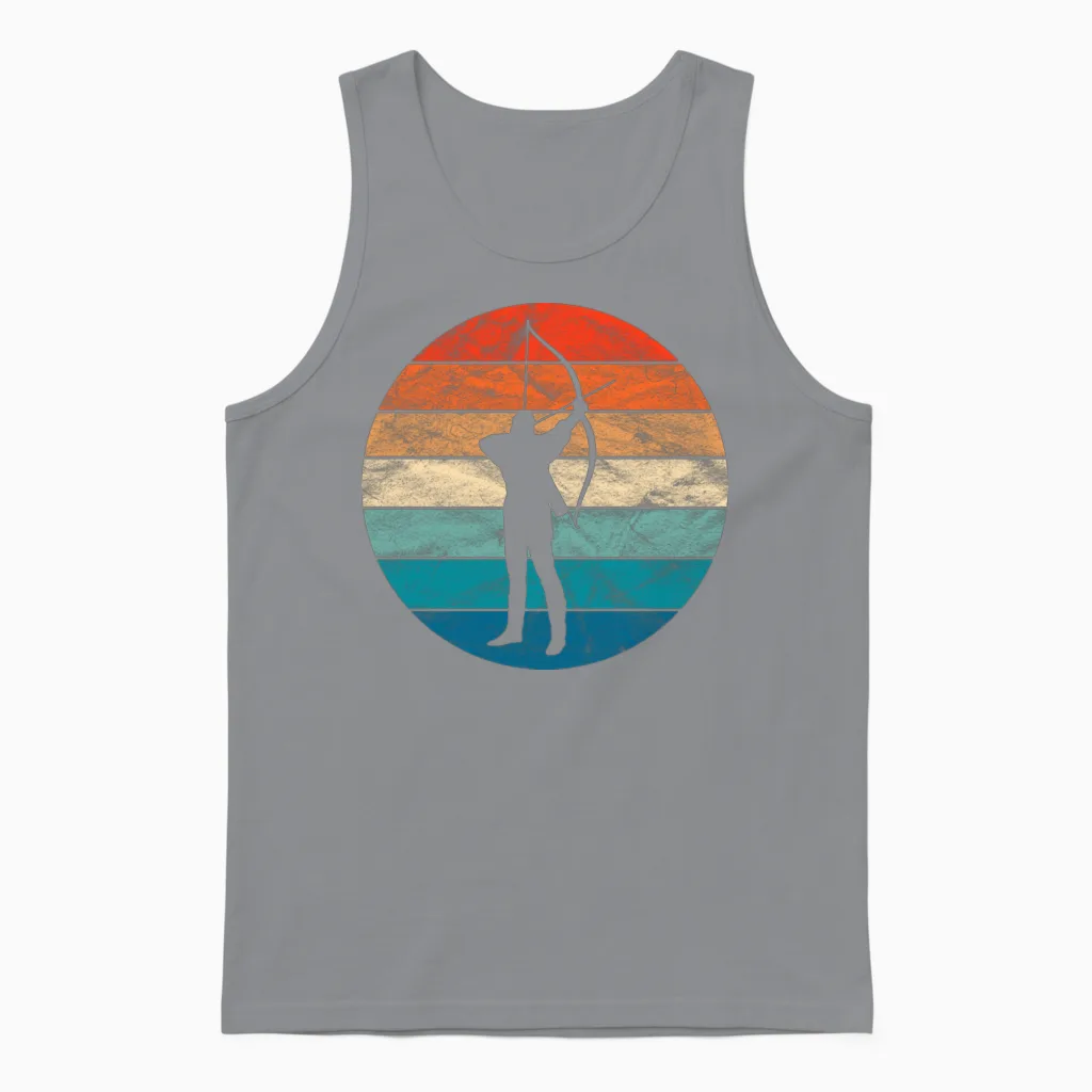 Vintage Retro Archery Unisex Tank Top in Sport Grey
