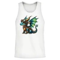 Cute Steampunk Dragon T-Shirt, Fantasy Dragon Unisex Tank Top - White – 2