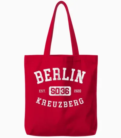 Berlin Kreuzberg So 36 Vintage College Style Berlin Tote Bags - Red