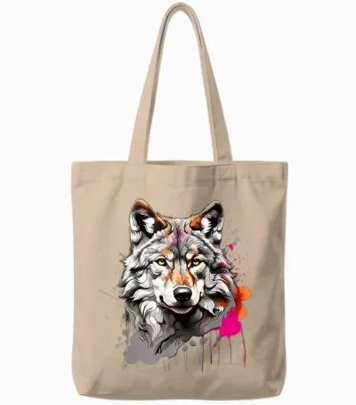 Wolf Mit Bunten Farbspritzern Wölfe Und Waldtiere Tote Bags - Natural